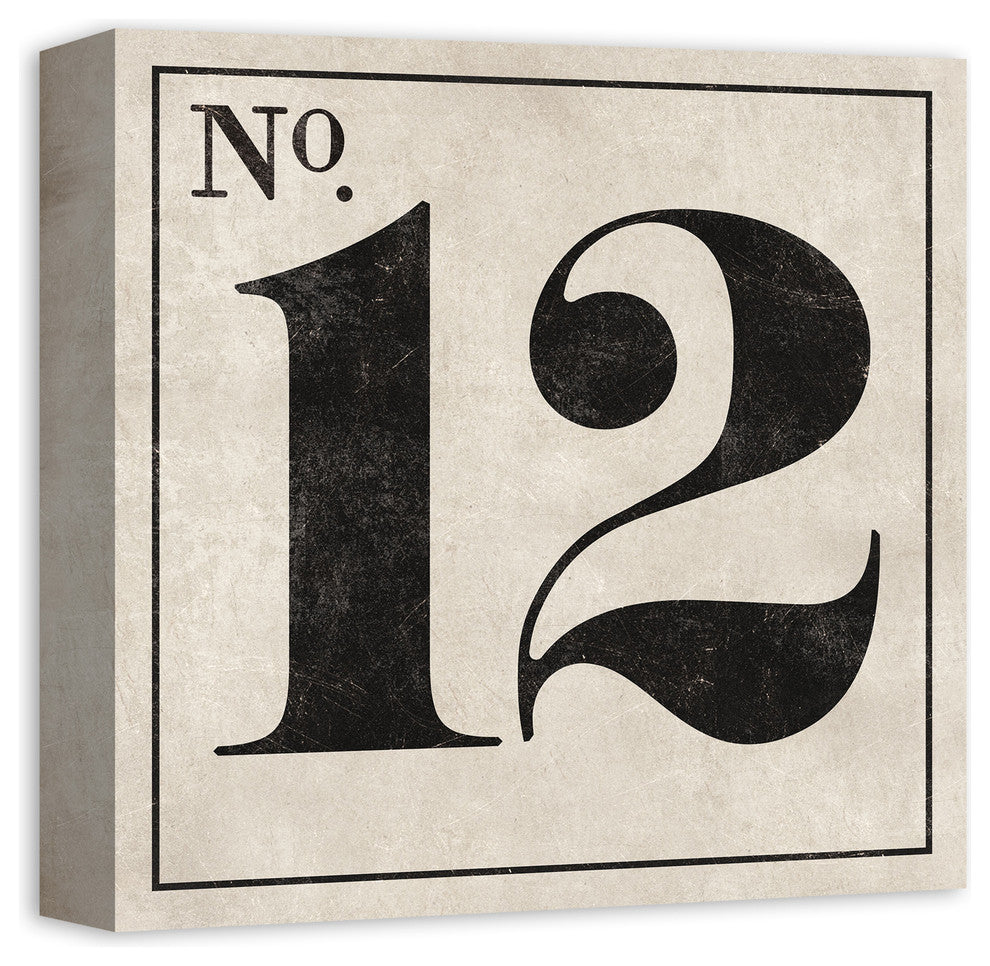 Vintage Number 12 Sign Print on Canvas