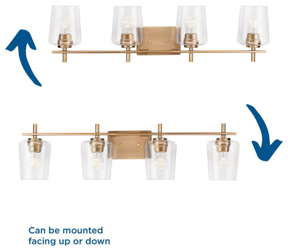 Calais 34" 4-Light Vintage Brass Vanity Light