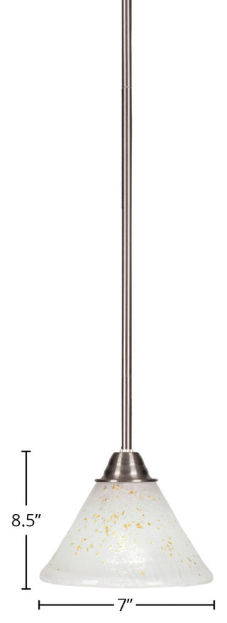 Paramount 1-Light Mini Pendant, Brushed Nickel, 7" Gold Ice Glass