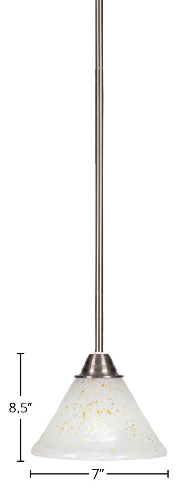 Paramount 1-Light Mini Pendant, Brushed Nickel, 7" Gold Ice Glass