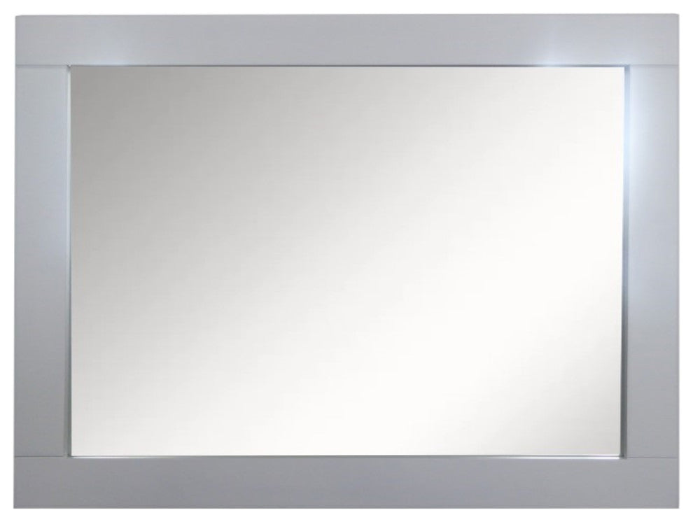 23" Wood Frame Mirror, Light Gray