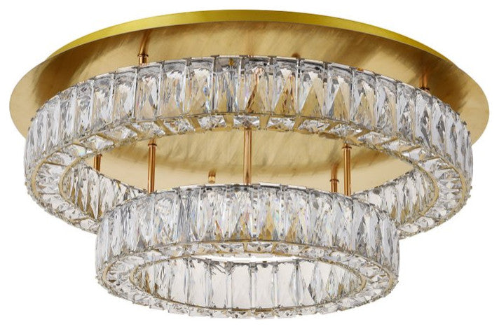 Mali LED Light Gold Flush Mount Clear Royal Cut Crystal
