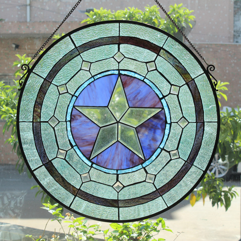 Chloe Lighting Lonestar Tiffany-Style Round Window Panel 24" Height
