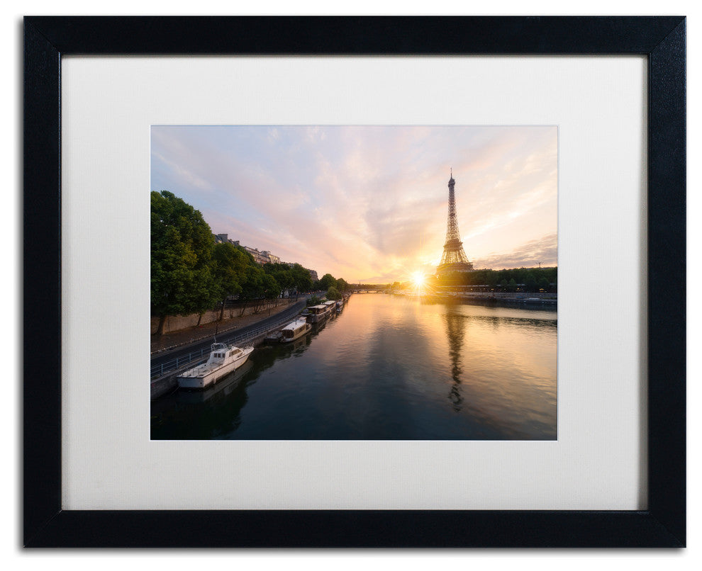Mathieu Rivrin ''Stay Up Paris'' Matted Framed Art, Black Frame, White, 20x16