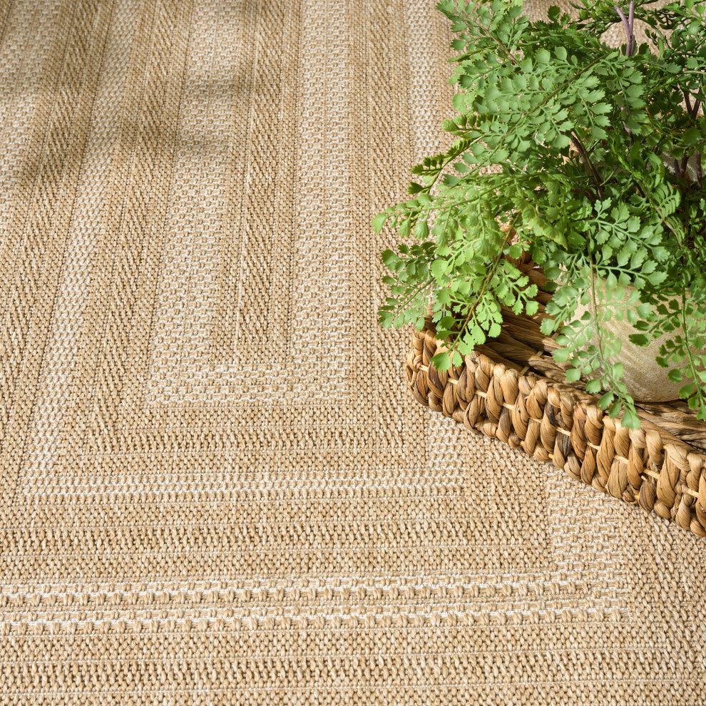 Nourison Tulum 6' x 9' Taupe Ivory Outdoor Rug