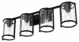 Astwood Matte Black With Clear Glass 4 Light Vanity Wall