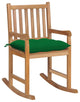 Vidaxl Rocking Chair With Green Cushion Solid Teak Wood