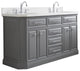 60" Palace Quartz Carrara Cashmere Gray Vanity With Hardware, Faucets in Chrome