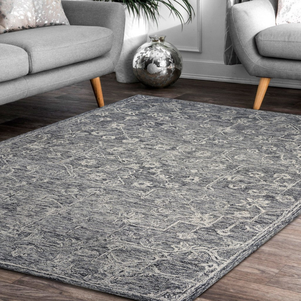 5" x 7" Gray Floral Finesse Area Rug
