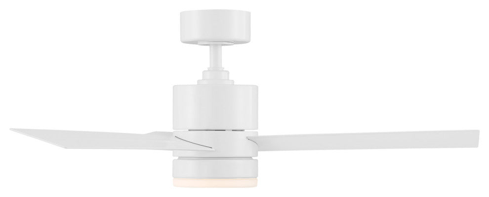 San Francisco 3-Blade Smart Flush Mount Ceiling Fan 52" Matte White, Light Kit