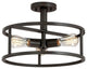 Quoizel NHR1715WT Three Light Semi-Flush Mount, Western Bronze Finish
