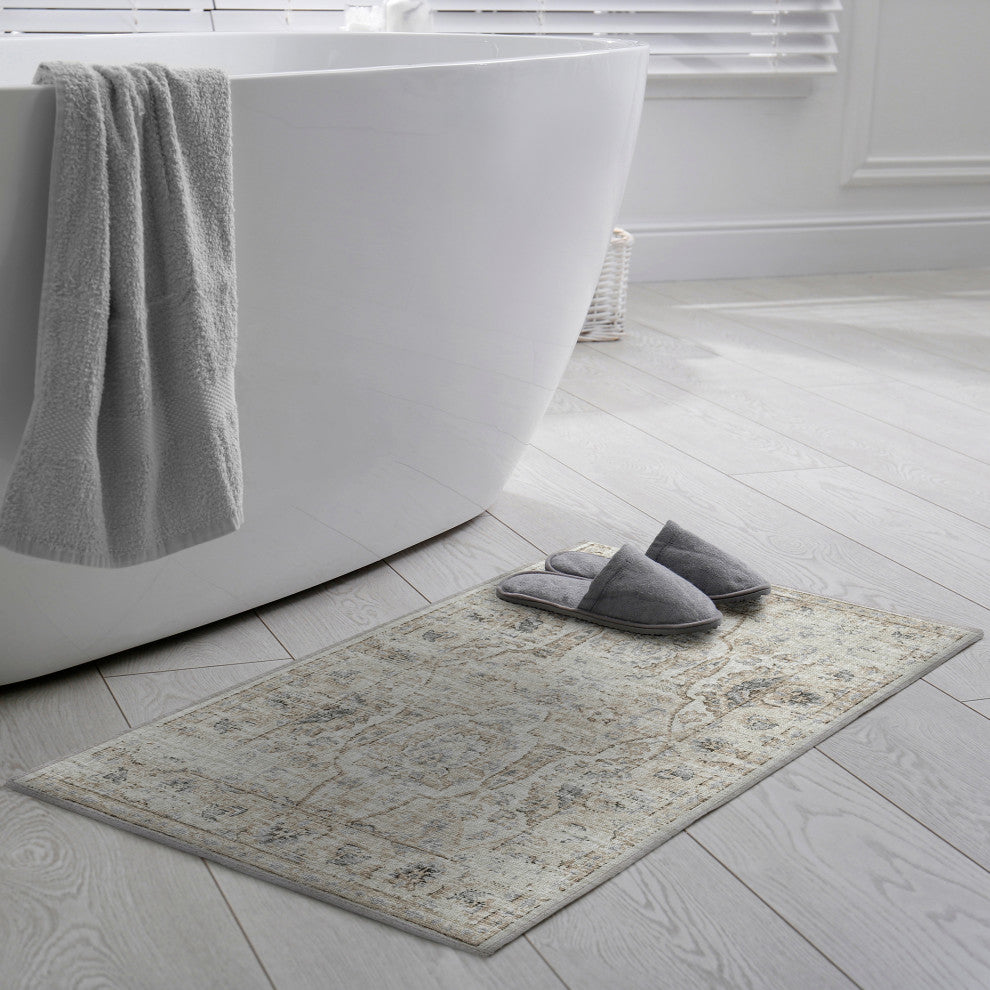 Indoor/Outdoor Marbella MB5 Ivory Machine Washable 1'8" x 2'6" Rug