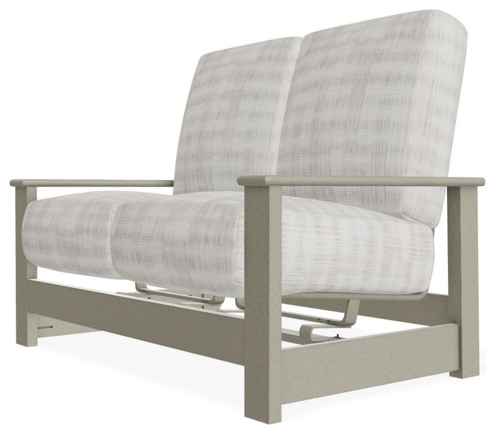 Leeward Deep Seat Outdoor Loveseat w/ Hidden Motion, Illusion Plaid Birch/Storm