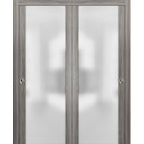 Closet Glass Bypass Doors 64 x 84 & Hardware | Planum 4114 Ginger Ash |