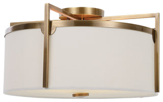 Elegant Soft Off White Round Flush Mount Chandelier 3 Light Shade Gold 21"