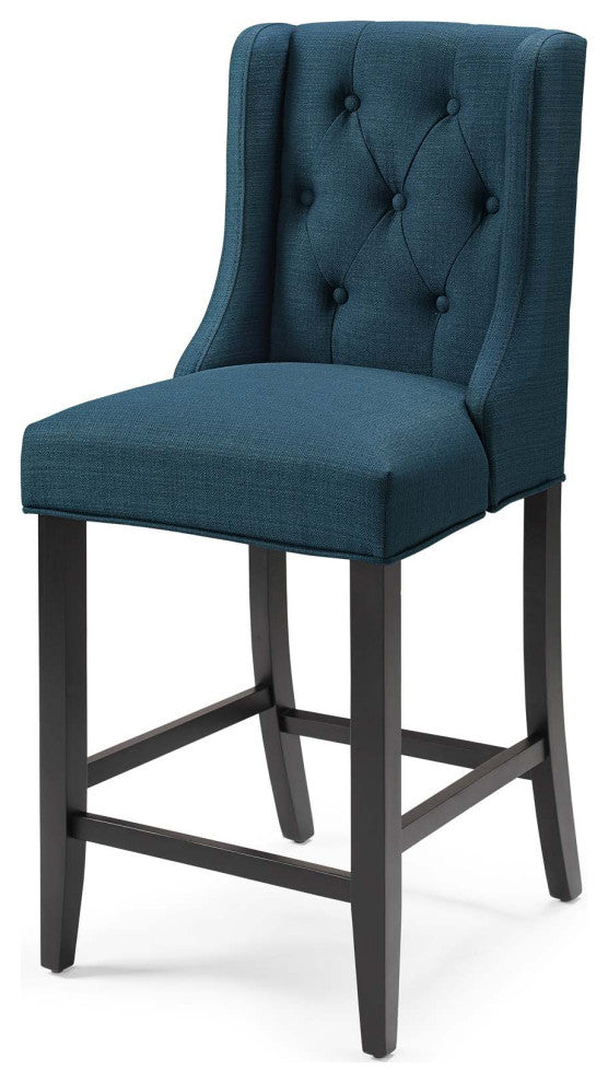 Counter Stool Chair, Set of 2, Fabric, Wood, Navy Blue, Modern, Bar Pub Bistro