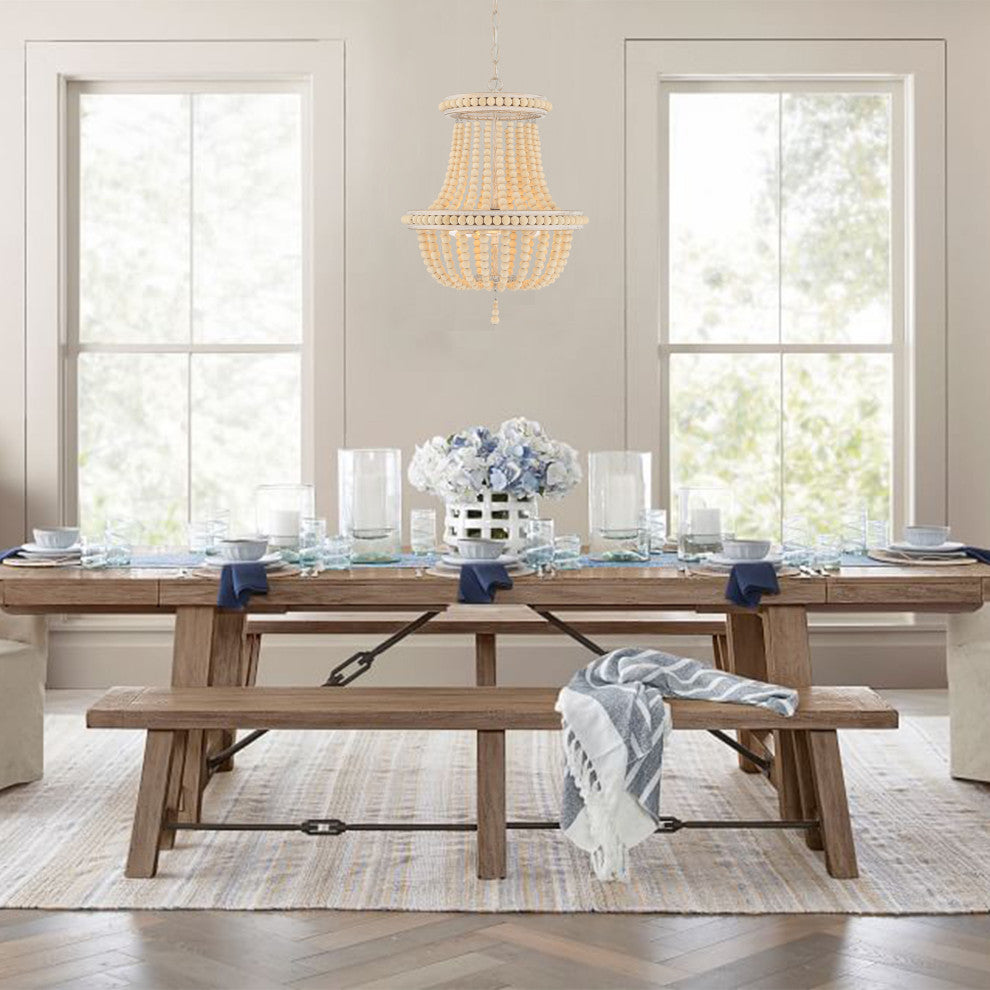 3-Light Lantern Empire Chandelier With Beaded Accents