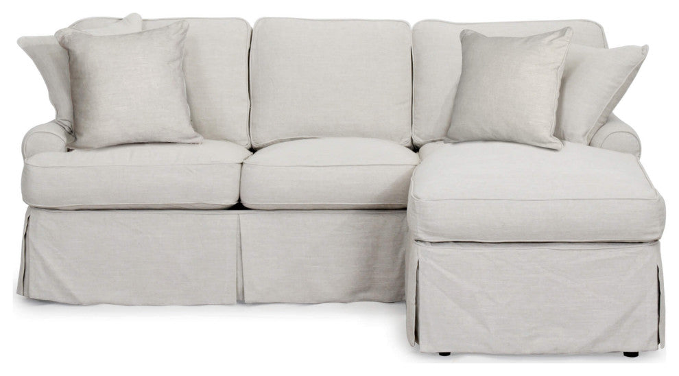 Slipcover for T Cushion Sectional Sofa with Chaise Light Gray