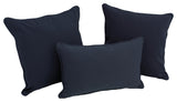 Solid Twill Throw Pillows With Inserts, 3-Piece Set, Navy