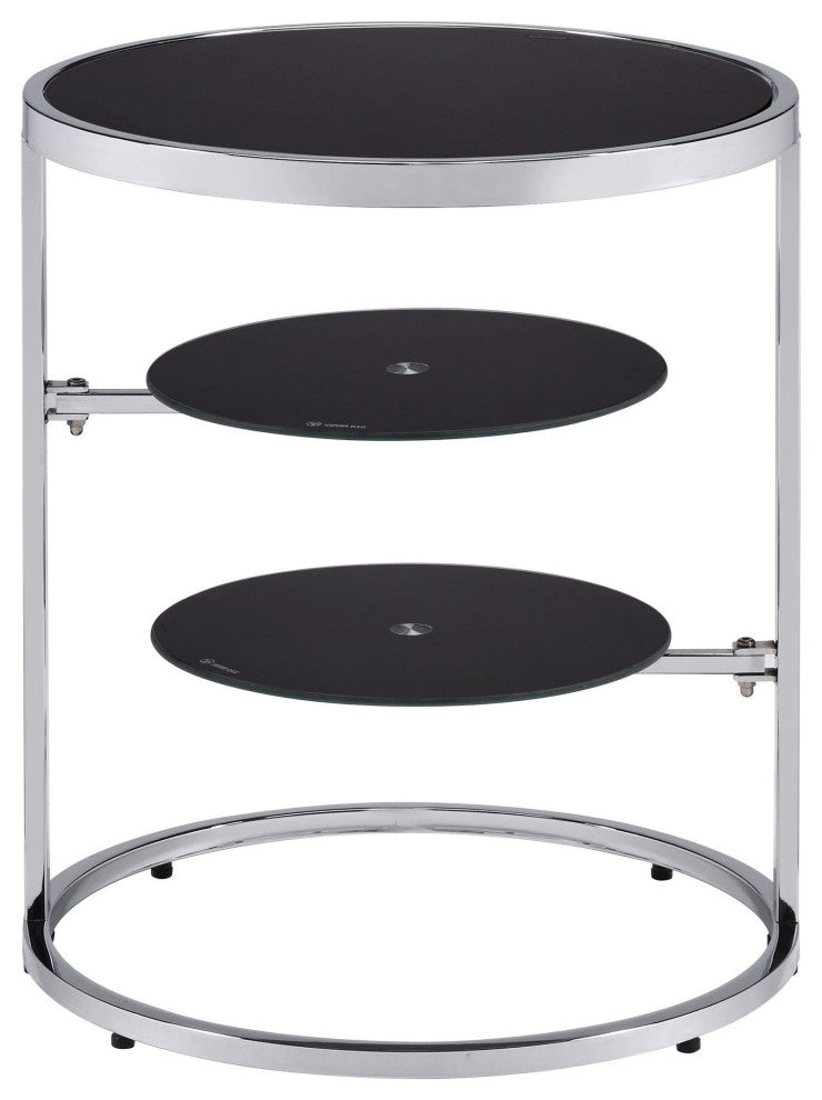 ACME Lynch Side Table, Black and Chrome Finish