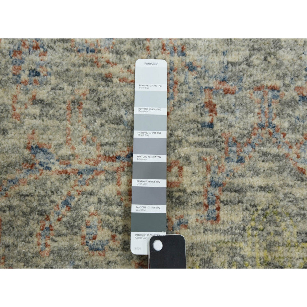 Stone Gray Modern Salt and Pepper Design Pure Wool Hand Knotted Rug, 8'0"x10'2"