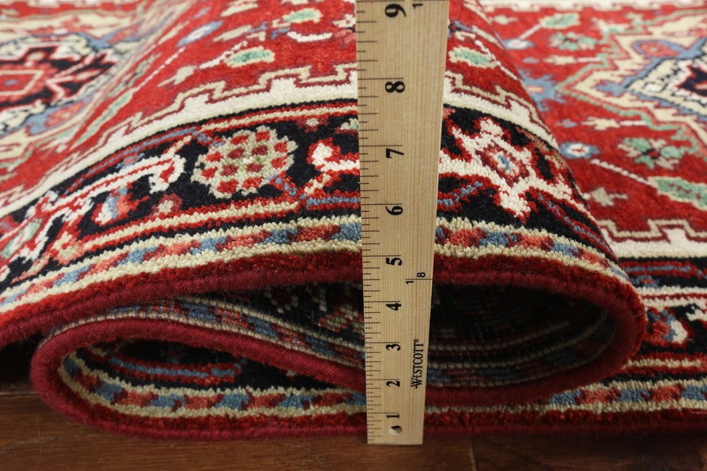 Unique Oriental 3'x16' Heriz Serapi Floral Red Hand Kotted Wool Runner H9241