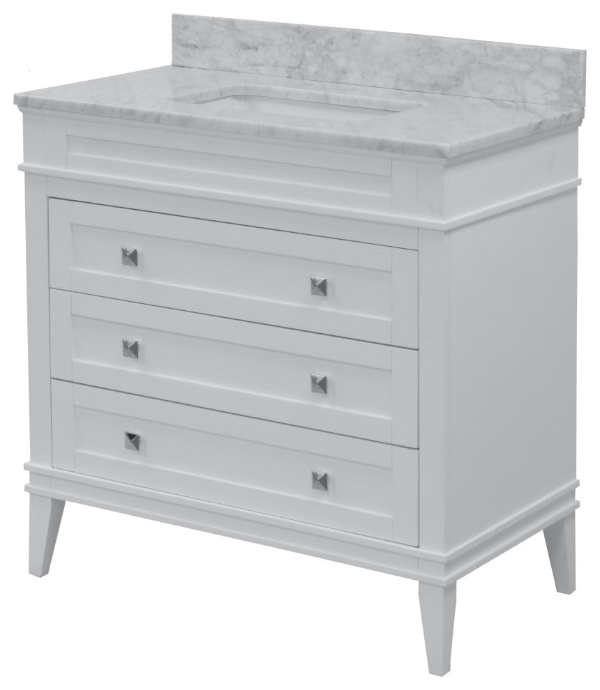 Eleanor 30" Bathroom Vanity, White, Carrara Marble Top