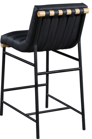 Burke Counter Stool, Black, Vegan Leather, White Oak Veneer Metal Dowel
