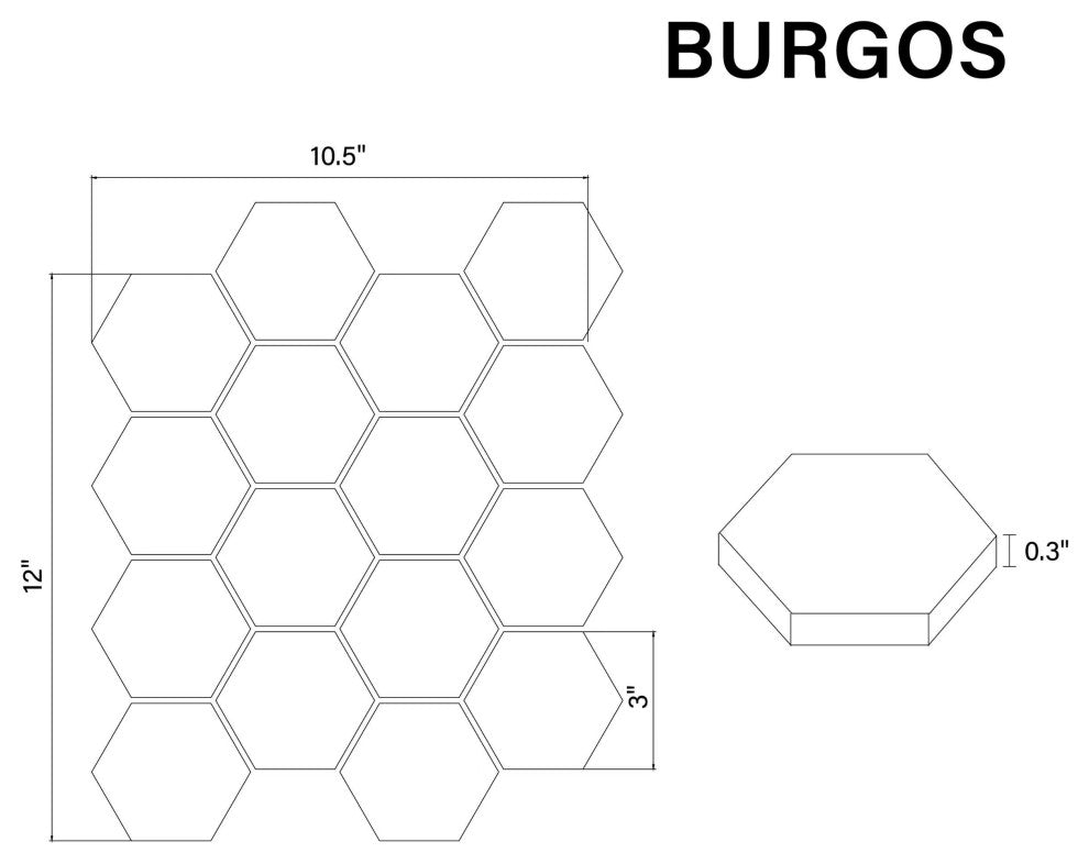 Burgos Aosta White Marble Mosaic Floor and Wall Tile, Box of 11