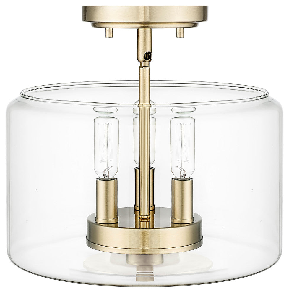 Asheville 3-Light 11" Semi-Flush Modern Gold