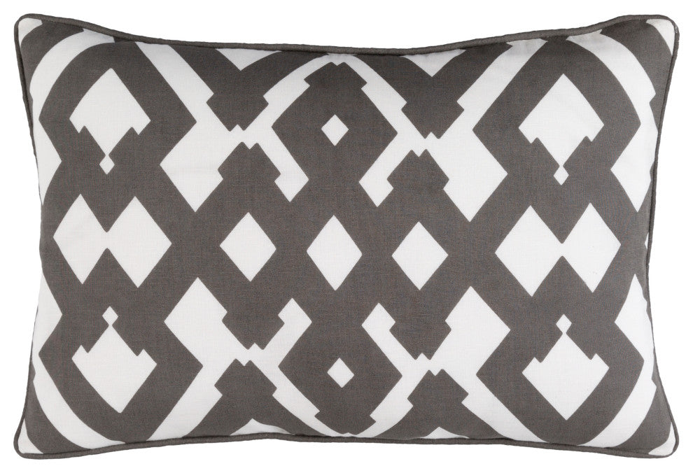 Surya Large Zig Zag ZZG-002 13"x20" Pillow Kit, White/Dark Brown