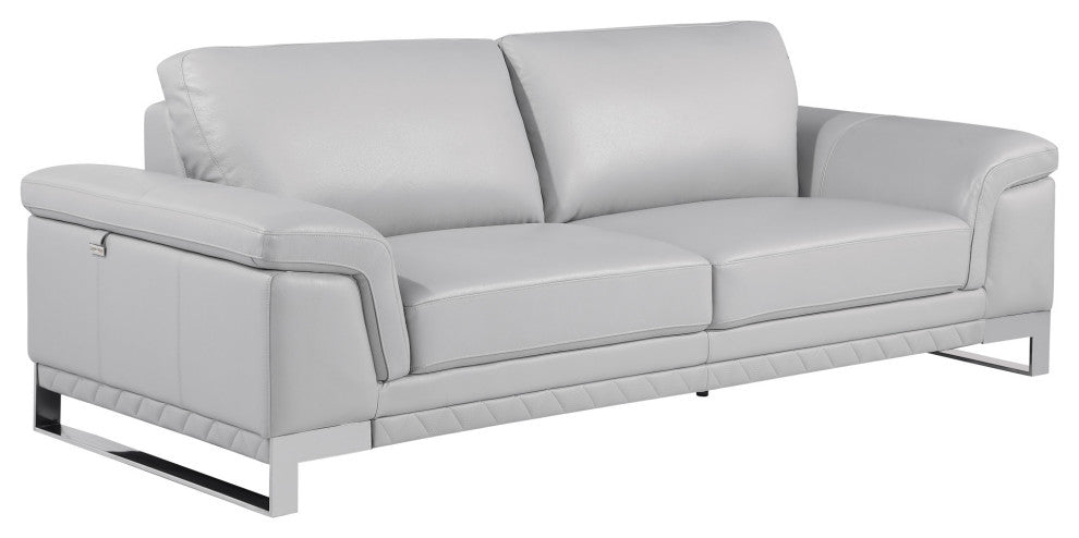 Set of Modern Light Gray Leather Sofa And Loveseat