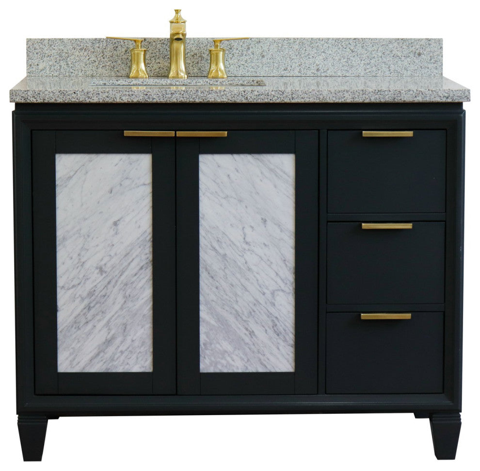 43" Single Vanity, Dark Gray Finish With Gray Granite
