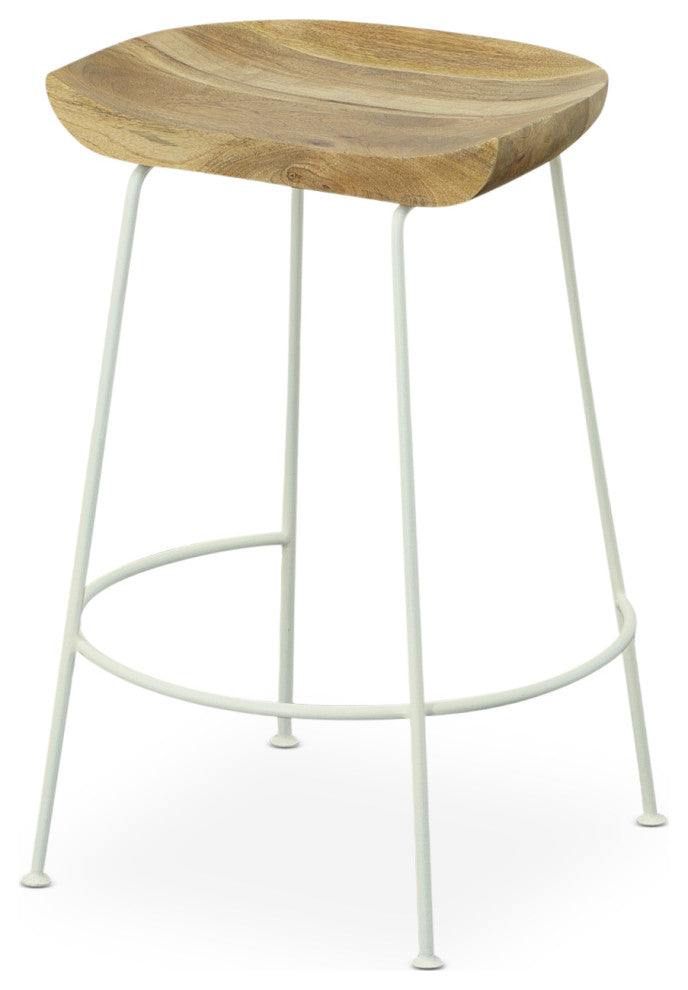 Diya Countoured Counter Stool Set of two, Natural and White
