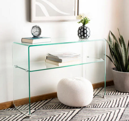Waterfall Coffee Table with Glass Top Shelf