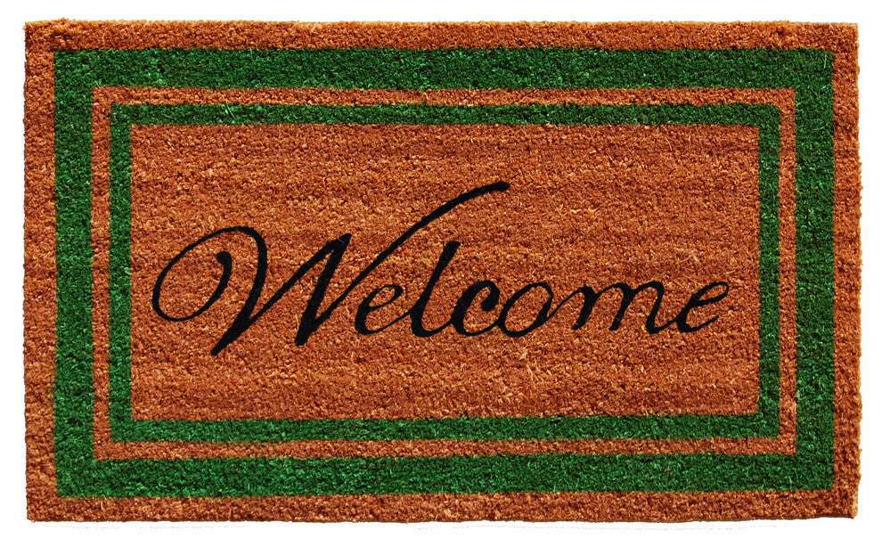 Calloway Mills Green Border Welcome Doormat, 24"x36"