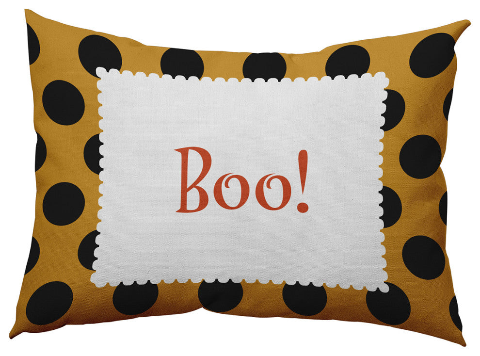 Halloween Boo Dots Accent Pillow, Golden Mustard, 14"x20"