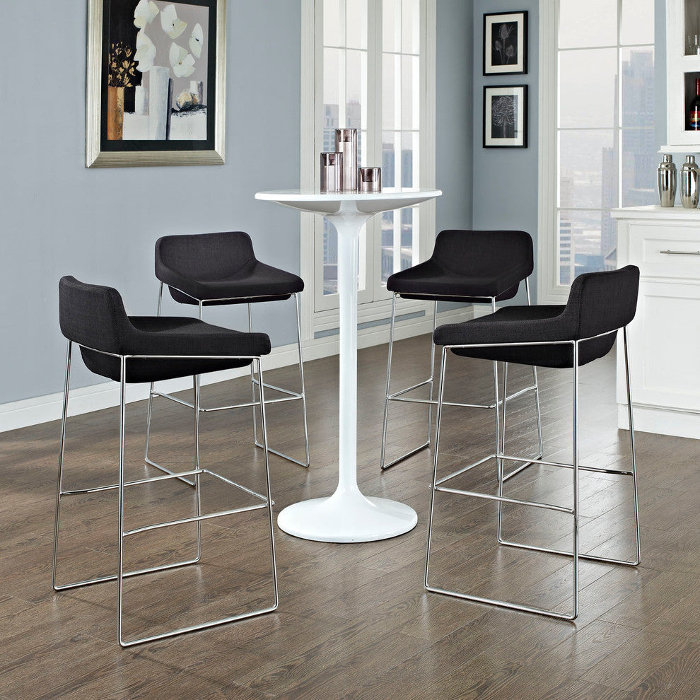 Modern Contemporary Dining Kitchen Bar Stools, Black, Set of 4