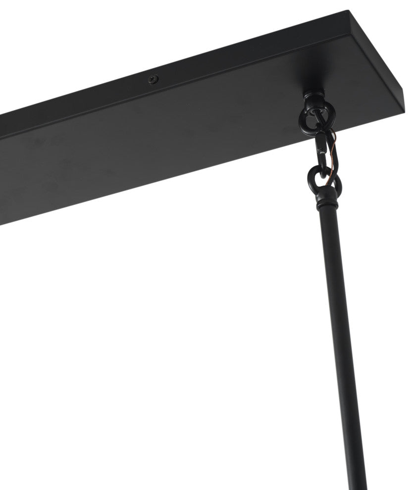 Farmhouse 12-Light Rectangle Kitchen Island Chandelier with Crystal Branch, Black