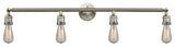 Bare Bulb 4 Light Bath Vanity Light, Brushed Satin Nickel