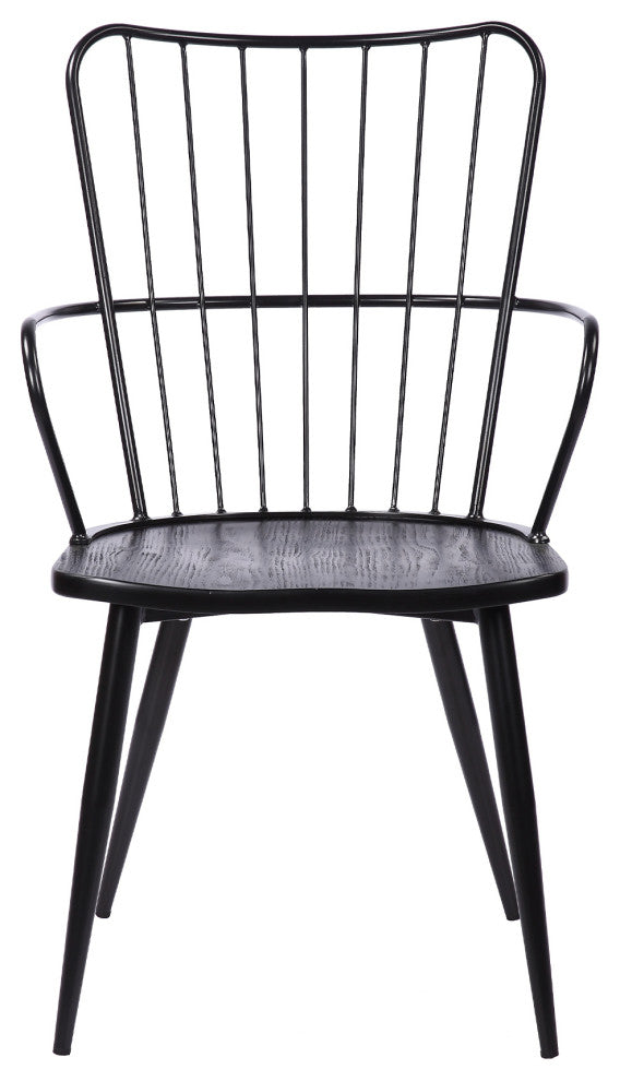 Parisa High Back Steel Chair, Black Finish and Black Brushed Wood