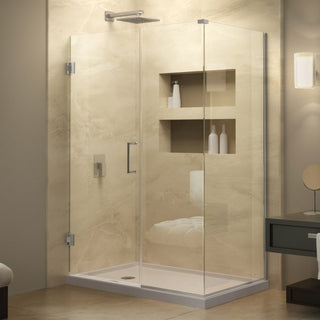 Unidoor Plus 33.5"Wx34.38" DFrameless Hinged Shower Enclosure, Oil Rubbed Bronze