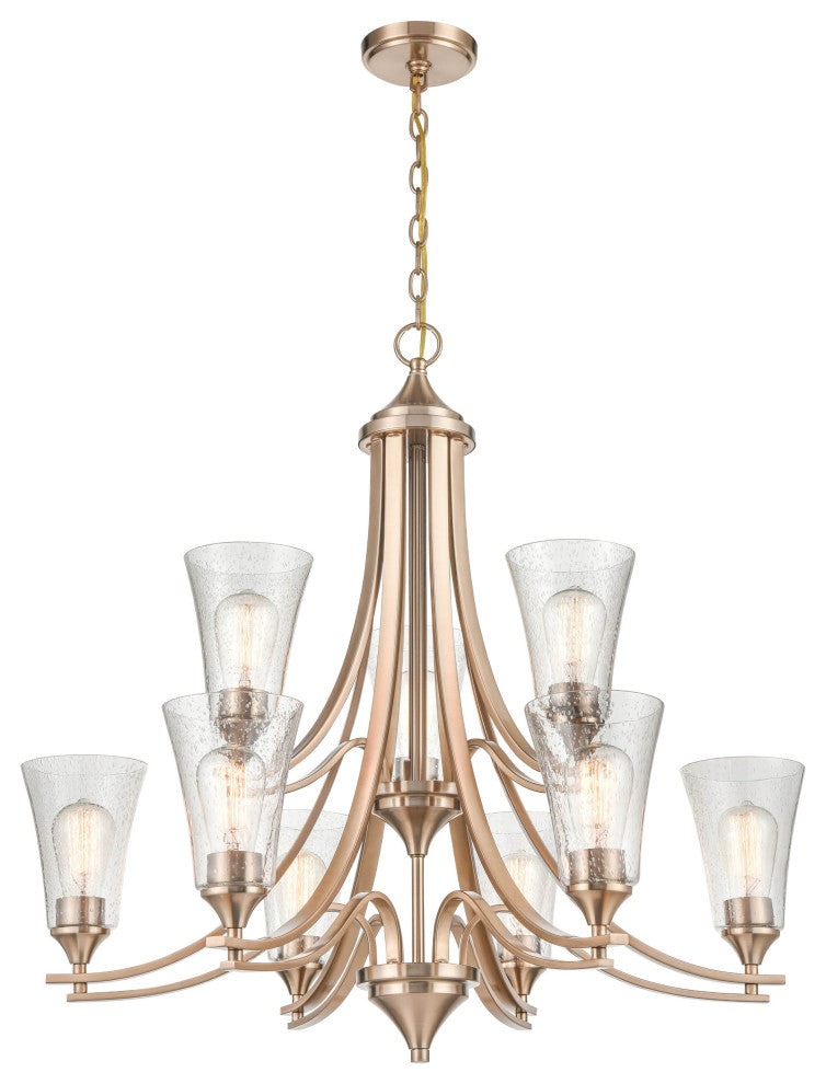 Natalie Collection 9 Light 32 in. Modern Gold Chandelier
