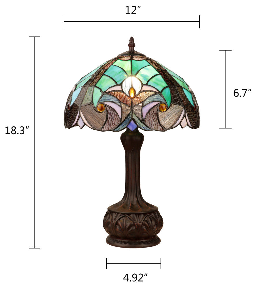 Liaison Tiffany-Style 1-Light Victorian Table Lamp 12" Shade