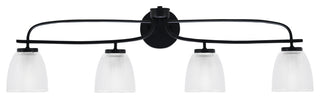 Cavella 4 Light Bath Bar, Matte Black Finish, 5" Clear Ribbed Glass