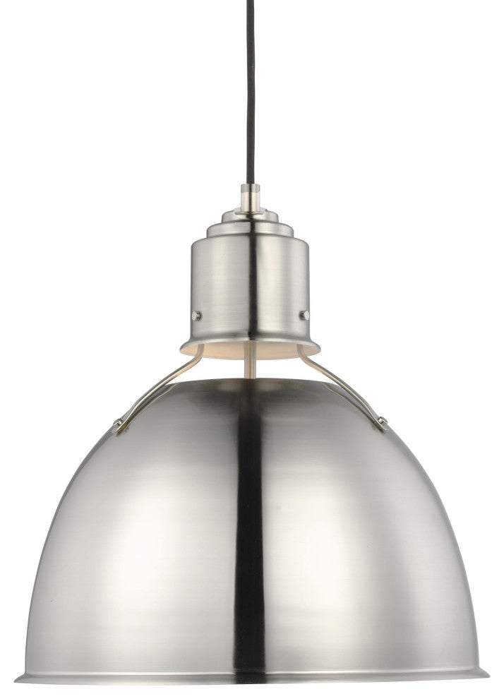 Huey One Light Medium Pendant, Brushed Nickel