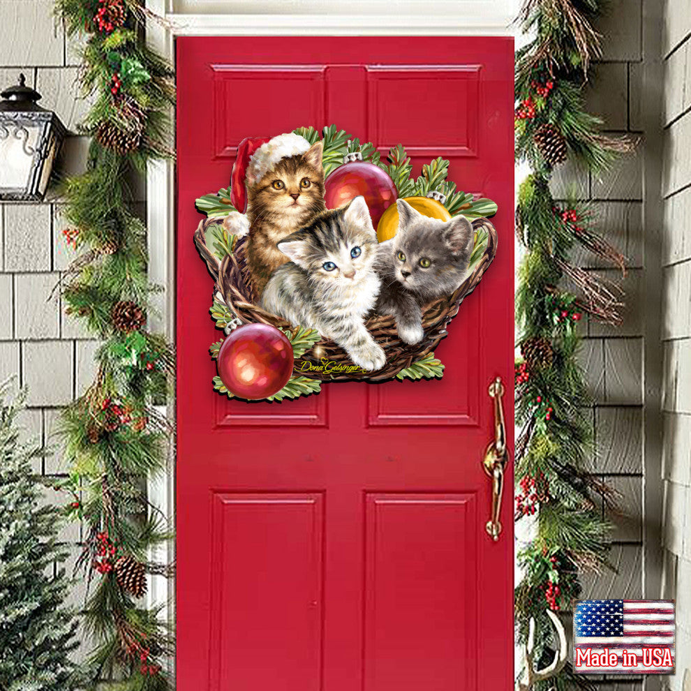 Christmas Kittens Wall and Door Hanger by Dona Gelsinger