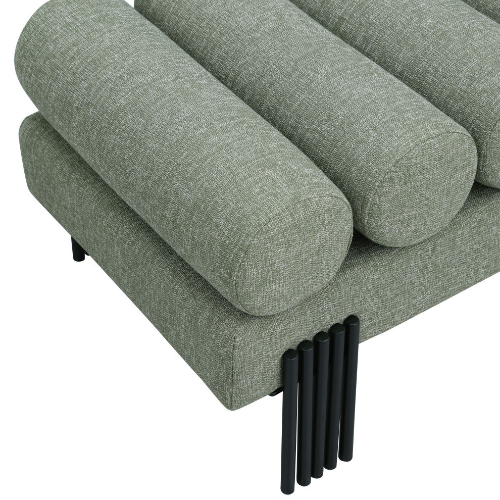 Akeela Linen Textured Fabric Upholstered Bench, Green