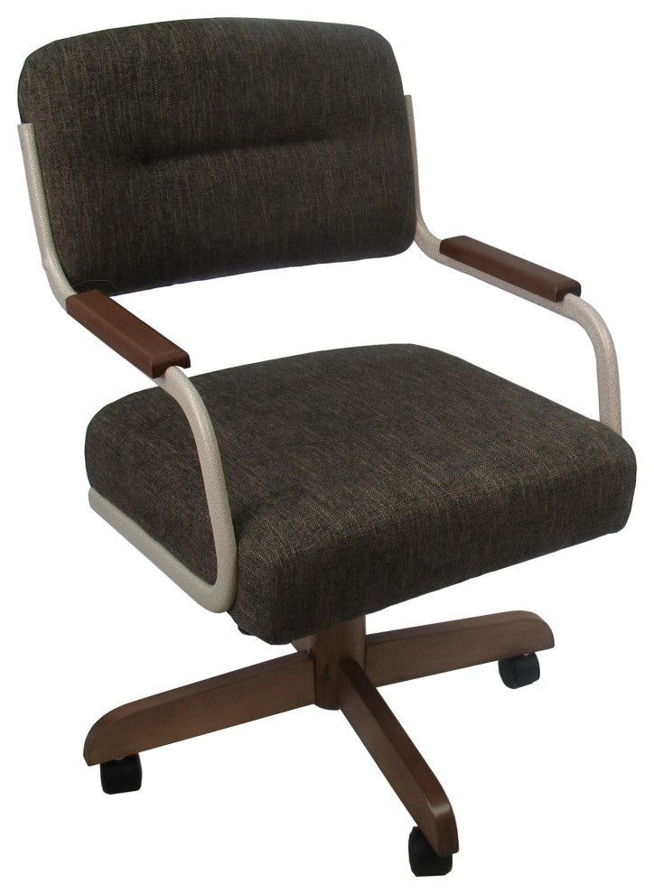 Swivel Tilt Kitchen Caster Chair with Wheels M-115, Sanora Brown - Beige Moca
