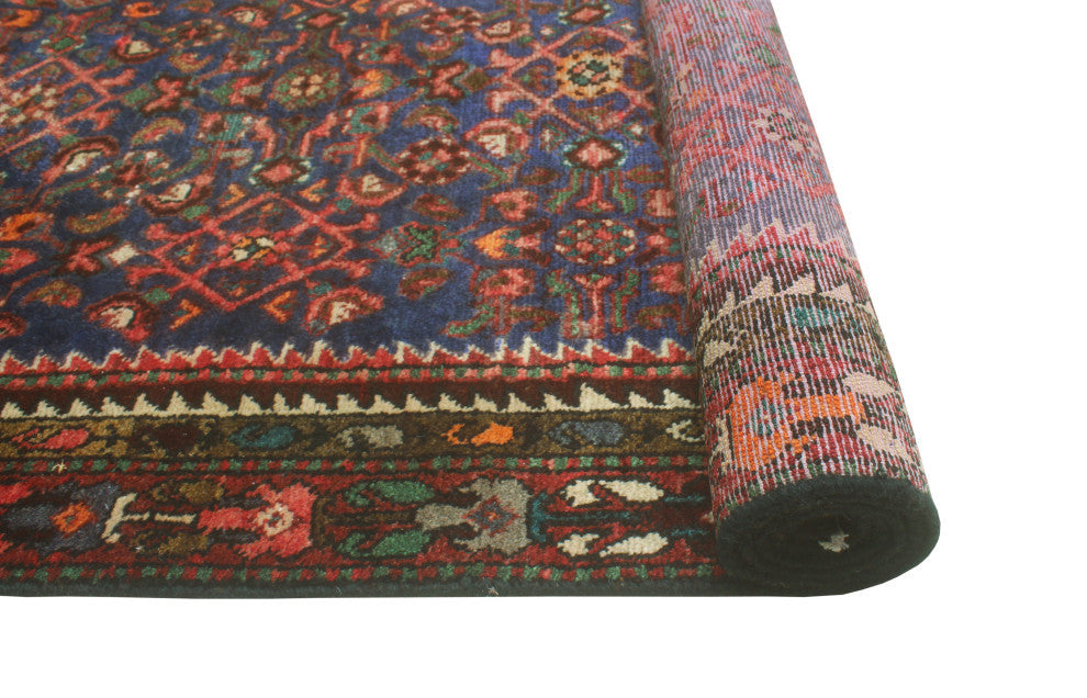 Fine Vintage Distressed Bettye Blue/Rust Runner, 3'3 x 12'8